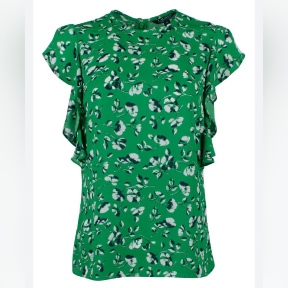 New Lauren 2X gorgette blouse - green floral